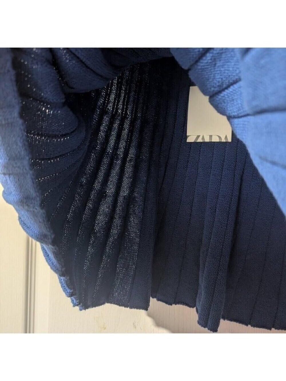 Zara | Pleated Knit Skirt In Blue - Picture 9 of 12